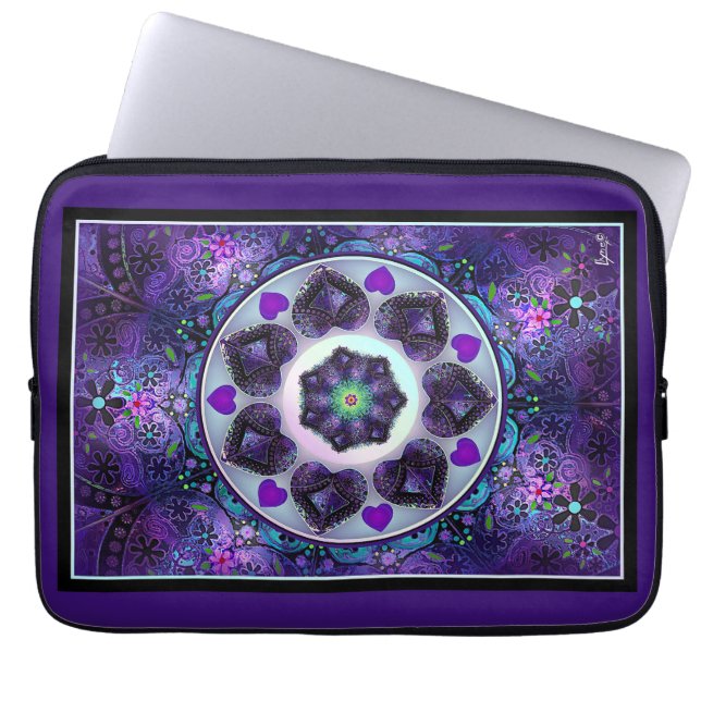 Housse Pour Ordinateur Portable Parapluie violet & coeurs .7 (Devant)