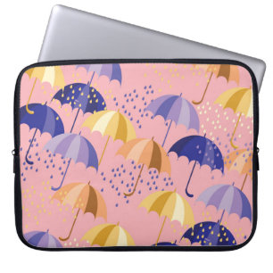 Housse Pour Ordinateur Portable Parapluies, gouttes, motif coloré transparent.