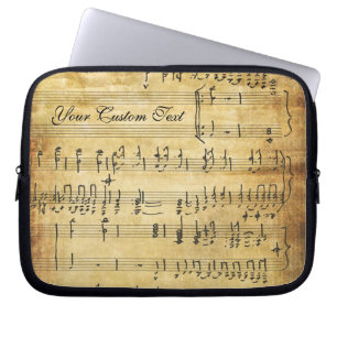 Housse Pour Ordinateur Portable Parchemin grunge vintage de notes musicales