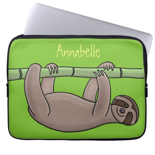 Housse Pour Ordinateur Portable Paresse souriante mignon sur dessin animé en bambo (Devant)