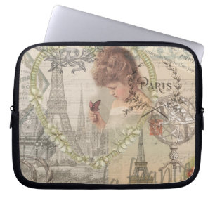 Housse Pour Ordinateur Portable Paris France Jolie Fille Douce Tour Eiffel