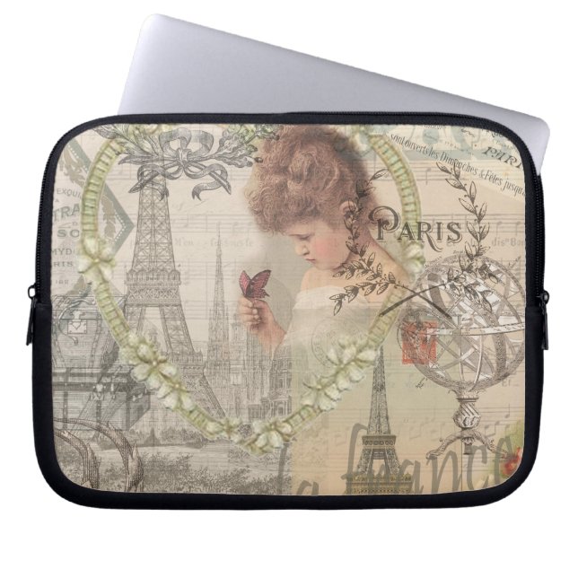 Housse Pour Ordinateur Portable Paris France Jolie fille Eiffel (Devant)