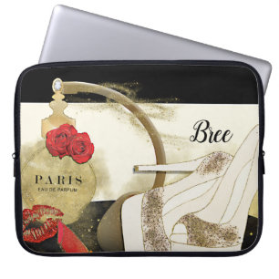 Housse Pour Ordinateur Portable Paris Parfum Rose talons et bâton à lèvres