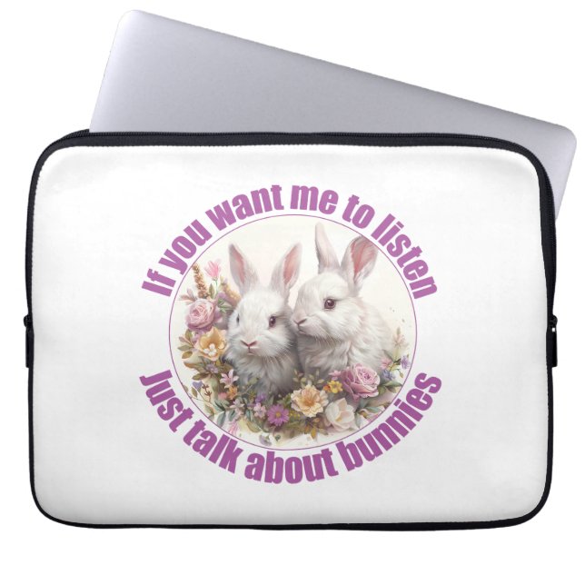 Housse Pour Ordinateur Portable Parlez de lapins amusants (Devant)