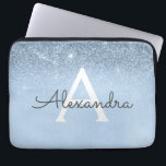 Housse Pour Ordinateur Portable Parties scintillant bleu glam et étincelle chic mo<br><div class="desc">Baby Blue Ombre Faux Parties scintillant et Sparkle Moderne et Élégant Coque Monogramme. Ce coque peut être customisé pour inclure votre nom initial et prénom.</div>