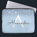 Housse Pour Ordinateur Portable Parties scintillant bleu glam et étincelle chic mo<br><div class="desc">Baby Blue Ombre Faux Parties scintillant et Sparkle Moderne et Élégant Coque Monogramme. Ce coque peut être customisé pour inclure votre nom initial et prénom.</div>