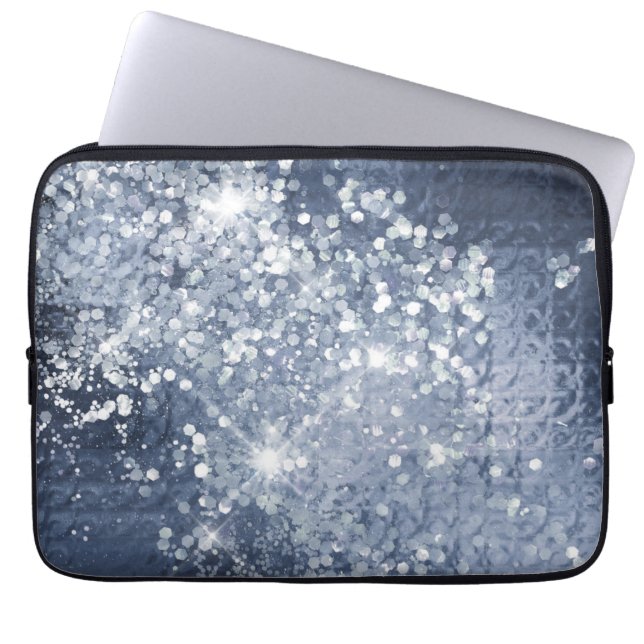 Housse Pour Ordinateur Portable Parties scintillant d'argent bleu foncé (Devant)