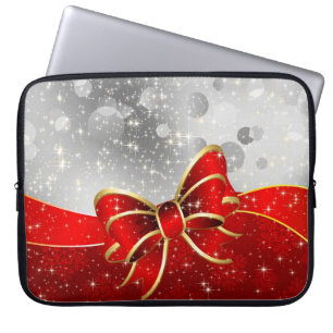Housse Pour Ordinateur Portable Parties scintillant D'Argent Et Boule Rouge De Noë