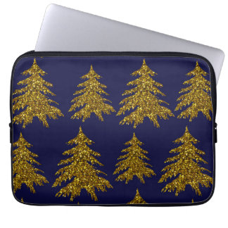 Housse Pour Ordinateur Portable Parties scintillant d'or arbre de Noël sur arrière