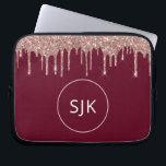 Housse Pour Ordinateur Portable Parties scintillant d'or Rose de Bourgogne personn<br><div class="desc">Girly Blush Pink - Rose Gold et Black Faux Parties scintillant Drips et Élégant Parkle Monogrammed Initials Coque. Ce coque peut être customisé pour inclure votre nom initial et prénom.</div>