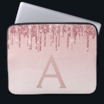 Housse Pour Ordinateur Portable Parties scintillant d'or rose Girly gouttes Monogr<br><div class="desc">Blush Pink - Rose Gold Faux Dripping Parties scintillant (Drips) et Élégant Monogram Ordinateur portable Coque. Ce coque monogrammé peut être customisé pour inclure votre nom initial et prénom.</div>