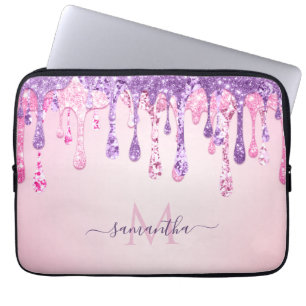 Housse Pour Ordinateur Portable Parties scintillant en verre rose pourpre Déchets