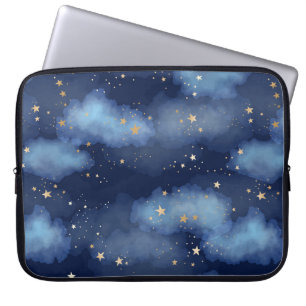 Housse Pour Ordinateur Portable Parties scintillant Gold Stars Dark Blue Sky Motif