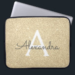 Housse Pour Ordinateur Portable Parties scintillant Or de luxe et Monogramme étinc<br><div class="desc">Parties scintillant Gold Faux de luxe et Coque Monogramme élégant étincelant. Ce coque peut être customisé pour inclure votre nom initial et prénom.</div>