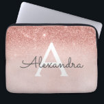 Housse Pour Ordinateur Portable Parties scintillant or Rose Glam et Monogramme éti<br><div class="desc">Glam Rose Gold Ombre Faux Parties scintillant et Sparkle Moderne et élégant Coque Monogram. Ce coque peut être customisé pour inclure votre nom initial et prénom.</div>