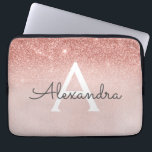Housse Pour Ordinateur Portable Parties scintillant or Rose Glam et Monogramme éti<br><div class="desc">Glam Rose Gold Ombre Faux Parties scintillant et Sparkle Moderne et élégant Coque Monogram. Ce coque peut être customisé pour inclure votre nom initial et prénom.</div>