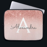 Housse Pour Ordinateur Portable Parties scintillant or Rose Glam et Monogramme éti<br><div class="desc">Glam Rose Gold Ombre Faux Parties scintillant et Sparkle Moderne et élégant Coque Monogram. Ce coque peut être customisé pour inclure votre nom initial et prénom.</div>