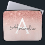 Housse Pour Ordinateur Portable Parties scintillant or Rose Glam et Monogramme éti<br><div class="desc">Glam Rose Gold Ombre Faux Parties scintillant et Sparkle Moderne et élégant Coque Monogram. Ce coque peut être customisé pour inclure votre nom initial et prénom.</div>