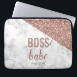 Housse Pour Ordinateur Portable Parties scintillant or Rose Monogramme | Bébé en m<br><div class="desc">Boss Babe Rose Gold Girly parties scintillant rose avec marbre plus un modèle pour votre nom. Le coque parfait quand votre patron et un bébé.</div>