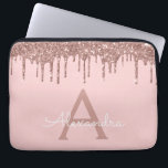 Housse Pour Ordinateur Portable Parties scintillant or rose rose vierge Étincelle<br><div class="desc">Rose Bleu - Rose Gold Faux Dripping Parties scintillant Fille moderne et élégant et Élégant Coque Monogramme Élégant. Ce coque peut être customisé pour inclure votre nom initial et prénom.</div>