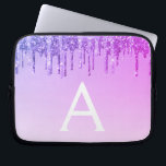 Housse Pour Ordinateur Portable Parties scintillant pourpre et monogramme étincela<br><div class="desc">Parties scintillant à gouttes violettes et Coque de monogramme élégant étincelant. Ce coque peut être customisé pour inclure votre nom initial et prénom.</div>