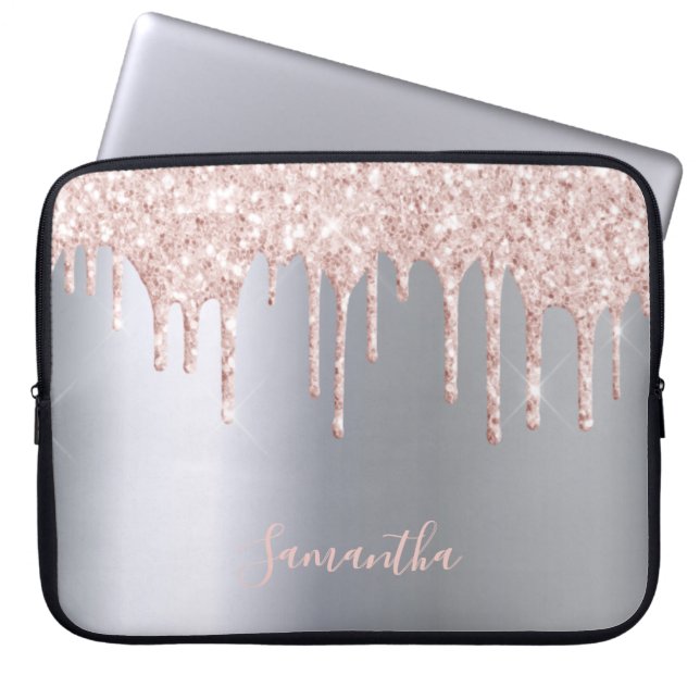 Housse Pour Ordinateur Portable Parties scintillant rose argent goutte à goutte no (Devant)