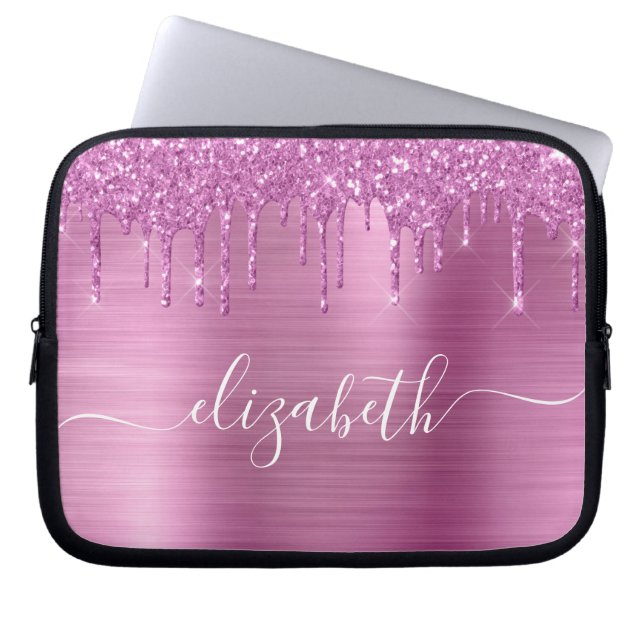 Housse Pour Ordinateur Portable Parties scintillant Rose Drives Monogrammé (Devant)