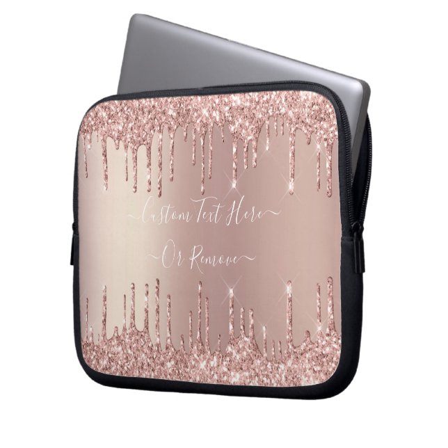 Housse Pour Ordinateur Portable Parties scintillant rose Gold Blush Éclats Texte p (devant gauche)