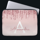 Housse Pour Ordinateur Portable Parties scintillant rose Rose or et Monogramme éti<br><div class="desc">Blush Pink - Rose Gold Faux Parties scintillant à goutte et Élégant Coque d'ordinateur portable Monogram. Ce coque monogrammé peut être customisé pour inclure votre nom initial et prénom.</div>