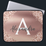 Housse Pour Ordinateur Portable Parties scintillant rose Rose or et Monogramme éti<br><div class="desc">Parties scintillant Rose Rose Gold Faux et Élégant Coque Monogramme Faux Metallic Faux. Ce coque peut être customisé pour inclure votre nom initial et prénom.</div>