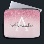 Housse Pour Ordinateur Portable Parties scintillant rose Rose or et Monogramme éti<br><div class="desc">Blush Pink - Rose Gold Ombre Faux Parties scintillant et Sparkle Moderne et élégant Coque Monogram. Ce coque peut être customisé pour inclure votre nom initial et prénom.</div>