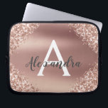 Housse Pour Ordinateur Portable Parties scintillant rose Rose or et Monogramme éti<br><div class="desc">Parties scintillant Rose Rose Gold Faux et Élégant Coque Monogramme Faux Metallic Faux. Ce coque peut être customisé pour inclure votre nom initial et prénom.</div>