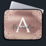 Housse Pour Ordinateur Portable Parties scintillant rose Rose or et Monogramme éti<br><div class="desc">Parties scintillant Rose Rose Gold Faux et Élégant Coque Monogramme Faux Metallic Faux. Ce coque peut être customisé pour inclure votre nom initial et prénom.</div>