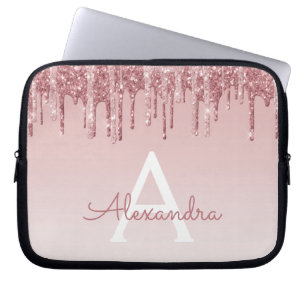 Housse Pour Ordinateur Portable Parties scintillant rose Rose or et Monogramme éti