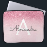 Housse Pour Ordinateur Portable Parties scintillant rose Rose or et Monogramme éti<br><div class="desc">Blush Pink - Rose Gold Ombre Faux Parties scintillant et Sparkle Moderne et élégant Coque Monogram. Ce coque peut être customisé pour inclure votre nom initial et prénom.</div>