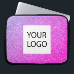 Housse Pour Ordinateur Portable Parties scintillant rose violet - Logo personnalis<br><div class="desc">Purple and Pink Ombre Moderne et professionnel Faux Parties scintillant et Sparkle Elegant Logo Personnalisé Promotionnel Portable d'entreprise sac ou manches Coque promotionnel pour un cadeau de l'industrie de la beauté. Ce coque peut être customisé pour inclure le logo de votre entreprise ou de votre entreprise.</div>