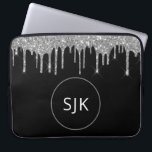 Housse Pour Ordinateur Portable Parties scintillant Silver Luxury Drivers Girly Mo<br><div class="desc">Parties scintillant de luxe Argent et Noir Faux et Élégant Parkle Elegant Monogrammed Initials Coque. Ce coque peut être customisé pour inclure votre nom initial et prénom.</div>