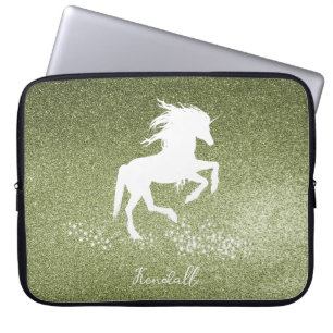 Housse Pour Ordinateur Portable Parties scintillant verte Unicorne Manche Ordinate