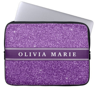 Housse Pour Ordinateur Portable Parties scintillant violette (faux) Nom personnali