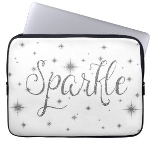 Housse Pour Ordinateur Portable Parties scintillantes argentées de Faux