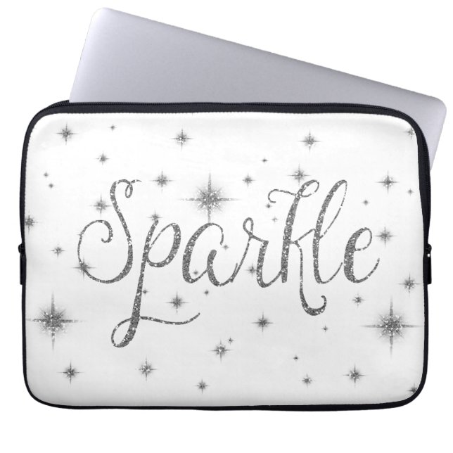 Housse Pour Ordinateur Portable Parties scintillantes argentées de Faux (Devant)