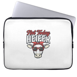 Housse Pour Ordinateur Portable Pas aujourd'hui génisse drôle vache vintage vecteu