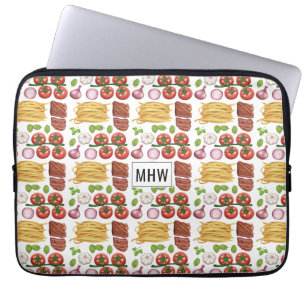 Housse Pour Ordinateur Portable Pasta Motif personnalisé monogramme de manches d'o