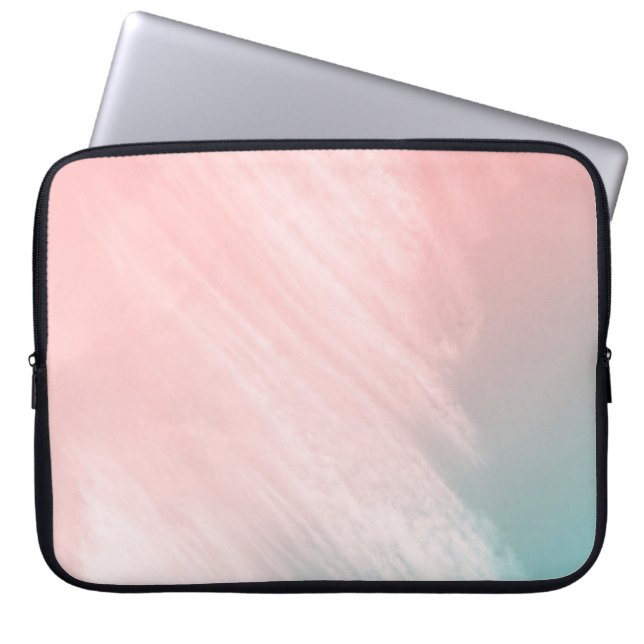 HOUSSE POUR ORDINATEUR PORTABLE PASTEL ABSTRAIT ET ILLUSTRATION BLEUE (Devant)