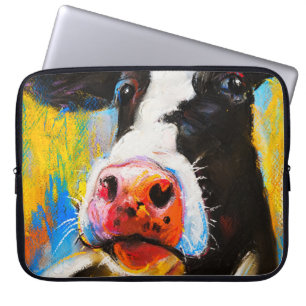 Housse Pour Ordinateur Portable Pastel Cow Portrait Peinture moderne