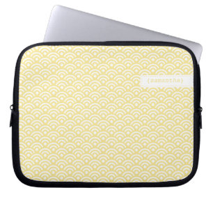 Housse Pour Ordinateur Portable Pastel Jaune Japonais Seigaiha Motif