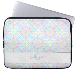 Housse Pour Ordinateur Portable Pastel personnalisé Arc-en-ciel Floral Mandala Car