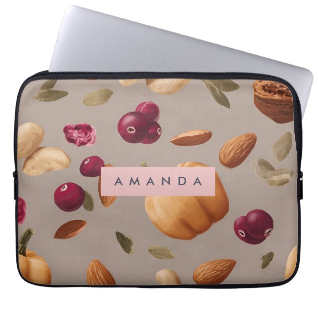 Housse Pour Ordinateur Portable Pastel personnalisé Autumn Harvest Nuts Motif (Devant)