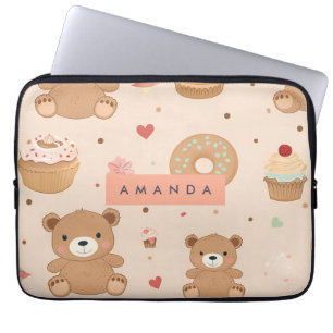 Housse Pour Ordinateur Portable Pastel personnalisé Ours en Teddy et Dessert de Do