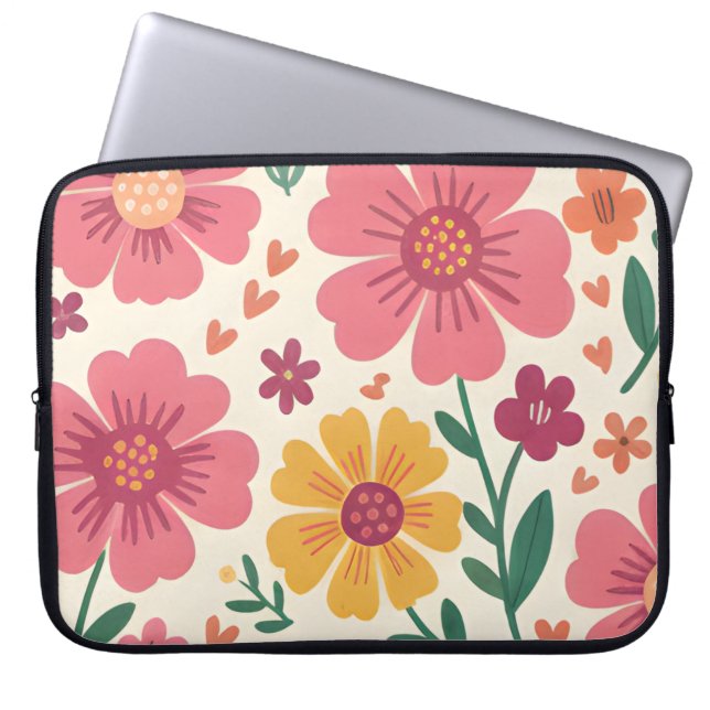 Housse Pour Ordinateur Portable Pastel Posy Whimsical Floral Pattern (Devant)